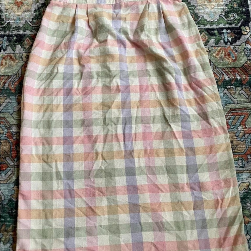 Requirements Pink and Green Midi Pencil Skirt